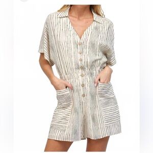 Fate Black and White Striped Romper